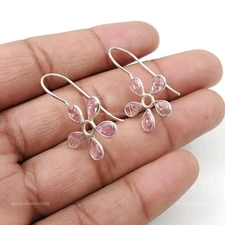 Sterling Silver Cubic Zirconia Gemstone Ethnic Dangling Unique Birthday Earrings