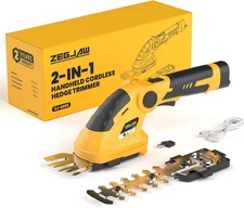 7.2V Cordless Hedge Trimmer & Grass Shears, 2 in 1 Electric Handheld Shrub Trimm