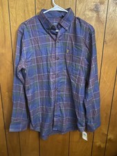 NWT IZOD Flannel Shirt Button Up Long Sleeve Plaid Soft Mens Medium