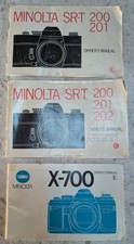 3 Minolta SLR Camera Owners Manuals - SR-T 200 / 201 / 202  X-7 Booklet Book