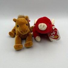 Ty Beanie Baby with Tags Retired Camel Bull Lot of 2 - NILES/SNORT