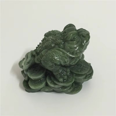 Feng Shui Geldfrosch Jin Chan dreibeinige Reichtumskröte Glücksmünze Dekor 招财金蟾 招财进