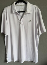 Adidas Golf Polo Shirt Men Large White Micro Dot Performance Short Sleeve Sports
