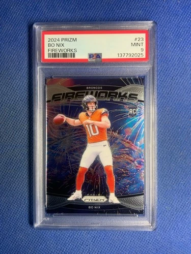 2024 Panini Prizm - Fireworks Bo Nix #23 (RC) Denver Broncos Psa 9