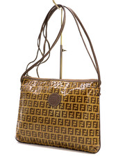 FENDI VINTAGE Zucca Shoulder Bag Canvas Brown...