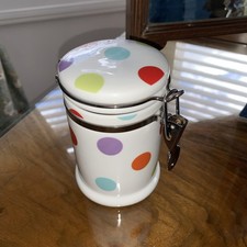 Original TYPHOON Fine Porcelain Storage Jar * Multi-Coloured Spot Clip Lid Lock