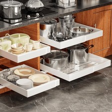 4Pack Expandable Pull Out Cabinet Organizer 21" Deep - Sliding Drawer Organiz...