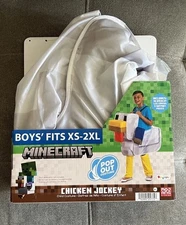 Minecraft Movie Chicken Jockey Child Halloween 3D Pop Out Costume Fits XS-2XL