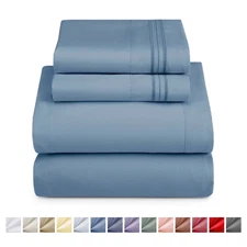 Nestl Brand WM-NB-1803LN-SK-Stnblu 4 PieceLuxury Soft Microfiber Bed Sheet Sets,