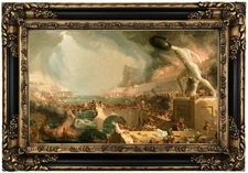 Cole The Course of Empire Destruction 1836 Wood Framed Canvas Print Repro 12x20