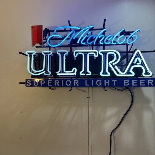 Vintage Neon Michelob Ultra Light Beer Bar Sign Man Cave Light Up Sign