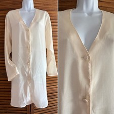 Vintage Victoria's Secret Ivory Ribbed Sleep Shirt M/L Gold Label