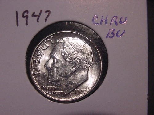 1947 ROOSEVELT DIME AU BU NICE ORIGINAL COIN FREE SHIPPING
