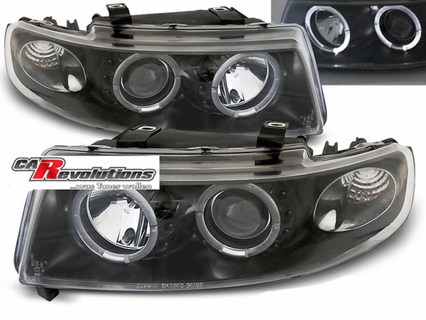 LED Angel Eyes Scheinwerfer In Schwarz FüR Seat Leon 1M Toledo 99-2004-image