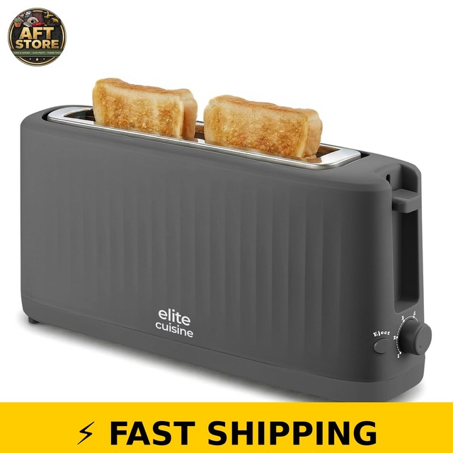 Elite Cuisine Digital Stainless Steel Long Slot Toaster