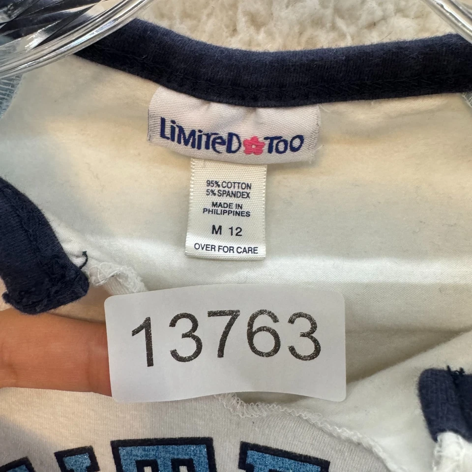 Y2K Vintage Limited Too Baby Tee Top Shirt XS White Blue Raglan Baseball Sporty - Image 4 of 4