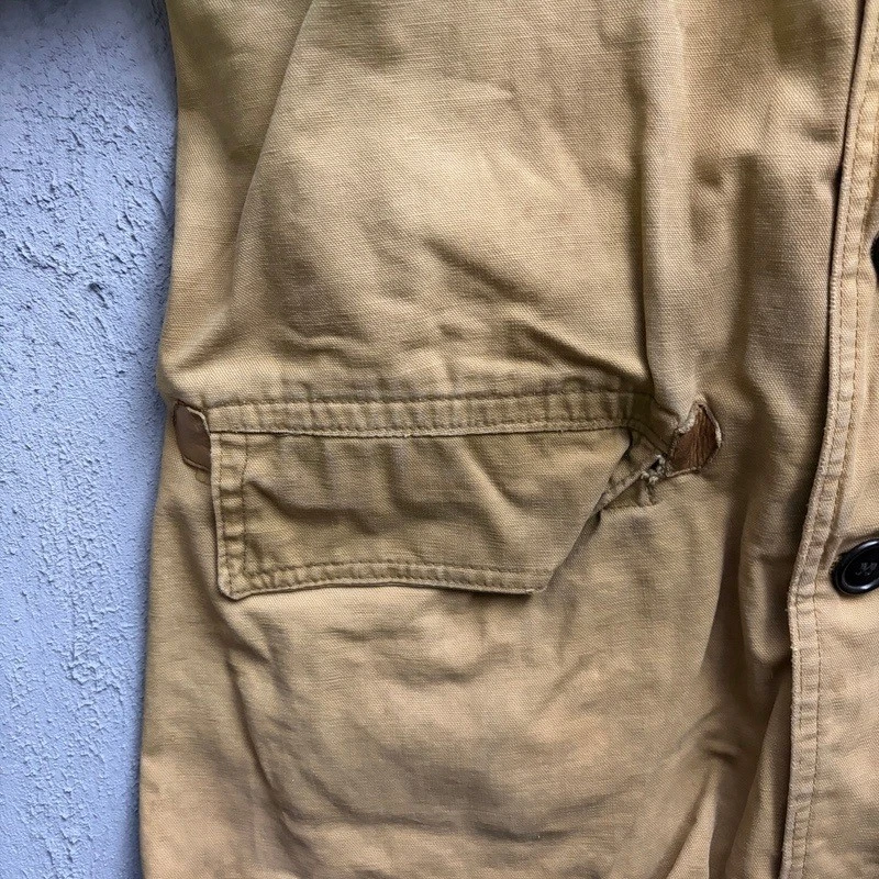 Vintage Mackinaw Jacket Large Tan 1940s Cotton Barnstormer Military image 4