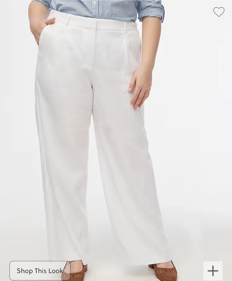 Pantalón J Crew Pantalones Blanco Mezcla de Lino Blanco Pierna Ancha Nuevo con Etiquetas Talla 12 Pantalón Plisado