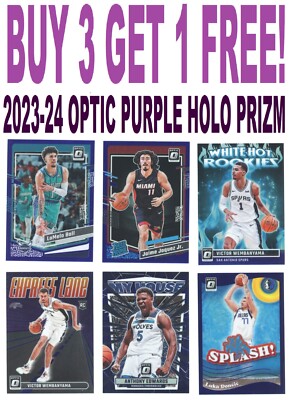 2023-24 Donruss Optic Basketball PURPLE HOLO PRIZM (BUY 3 GET 1) You Pick/Choose