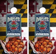 Maryland Cooked Blue Crab Cornhole Board Wrap LAMINATED Decal Vinyl Sticker 4492