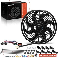 Dual 12 Inch Universal Electric Radiator Cooling Fan & Thermostat Mount Kit 12V
