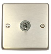 G&H CSS381-SS Standard Plate Brushed Steel 1 Gang 1 or 2 Way Toggle Light Switch