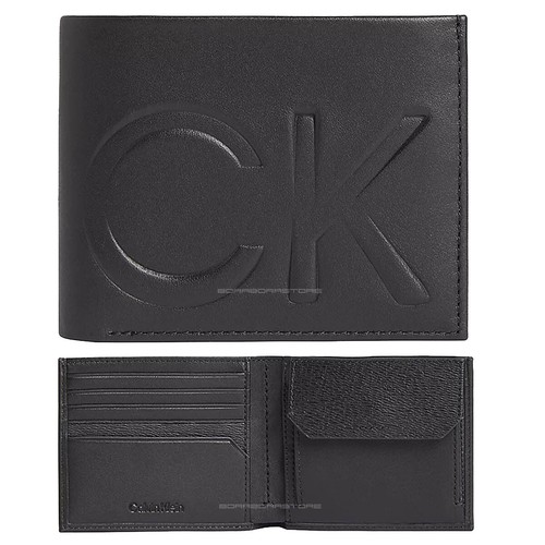 Calvin Klein Portafoglio uomo mod. K50K508001 nero con portamonete in pelle  | eBay