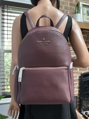 Kate Spade Leila Brown Pebbled Leather Drawstring Top Handle Backpack Kate Spade New York Leila Medium Flap Leather Backpack Warm  main image 3