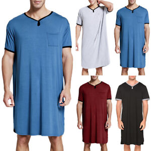 Herren Pyjamas Nachtwasche Kurzarm Nachthemd Kaftan Kleid Schlafshirt Einteiler Ebay