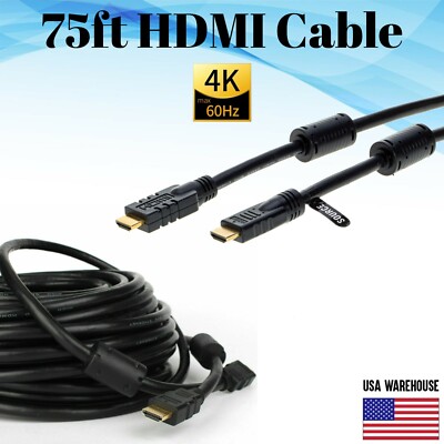 75ft 4k HDMI Cable 2.0 Pure Copper 1080p 3D High Speed Ethernet Long Distance