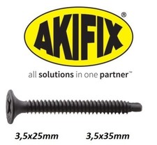 Viti per cartongesso e lamiere autoperforanti fosfatate nere akifix 1000pz