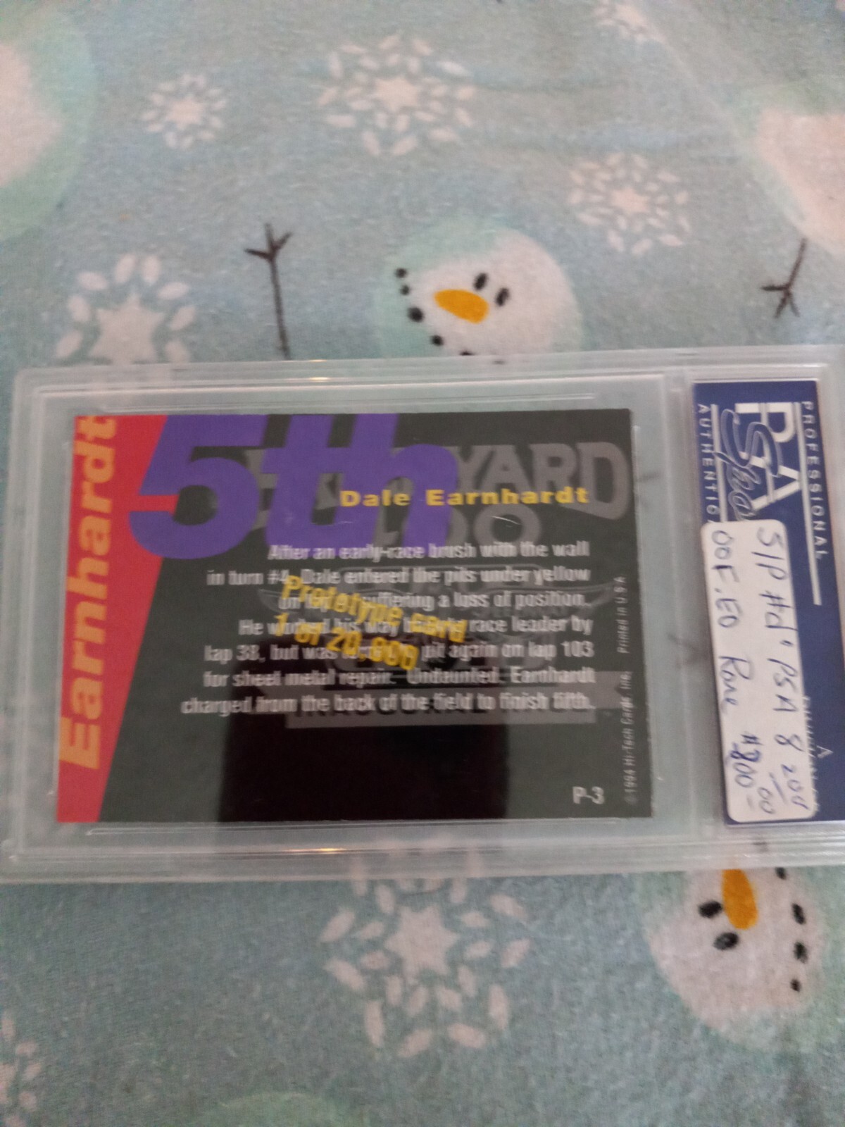 1994 HI-TECH DALE EARNHARDT 1 OF 20,000 BRICKYARD 400 PROTOTYPE CARD PSA 8 view 2
