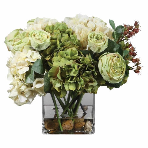 UTTERMOST 60155 CECILY SAGE HYDRANGEA BLOOMS ROSEHIP BUDS BOUQUET FAUX WATER - Picture 3 of 3