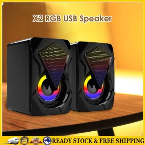 X2 RGB Computer Speakers USB Powered 3Wx2 Bass Speakers for Desktop Laptop PC NE - Afbeelding 1 van 6