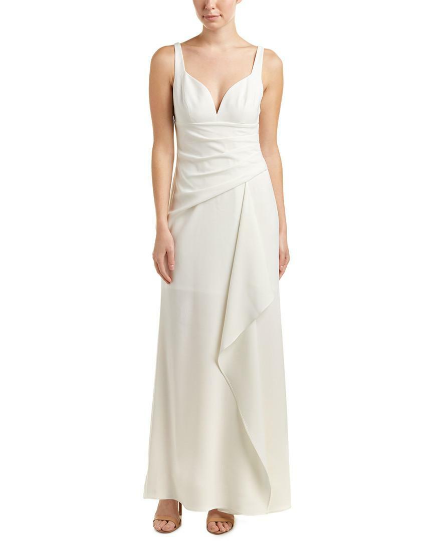 NWT BCBG MAX AZRIA $338 OFF WHITE KEANA DRAPED CREPE GOWN DRESS SZ 6