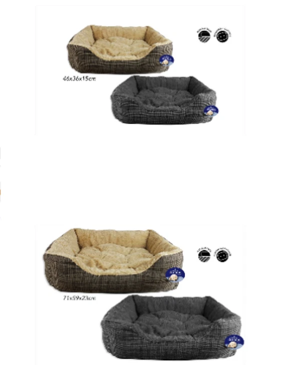 Sweet Dreams Plaid Pet Bed - various colours and sizes