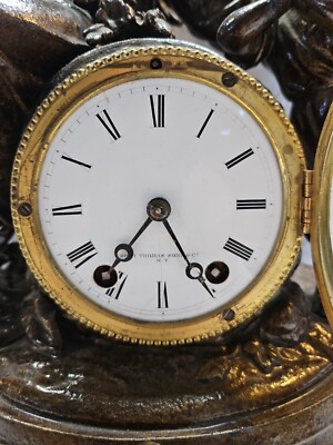 Antique Seth Thomas & Sons Angel & Child Mantel 16in. T Bronze