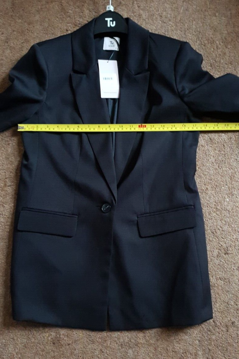 Sainsburys Tu Black Tailored Relaxed Jacket/Blazer (8) New with