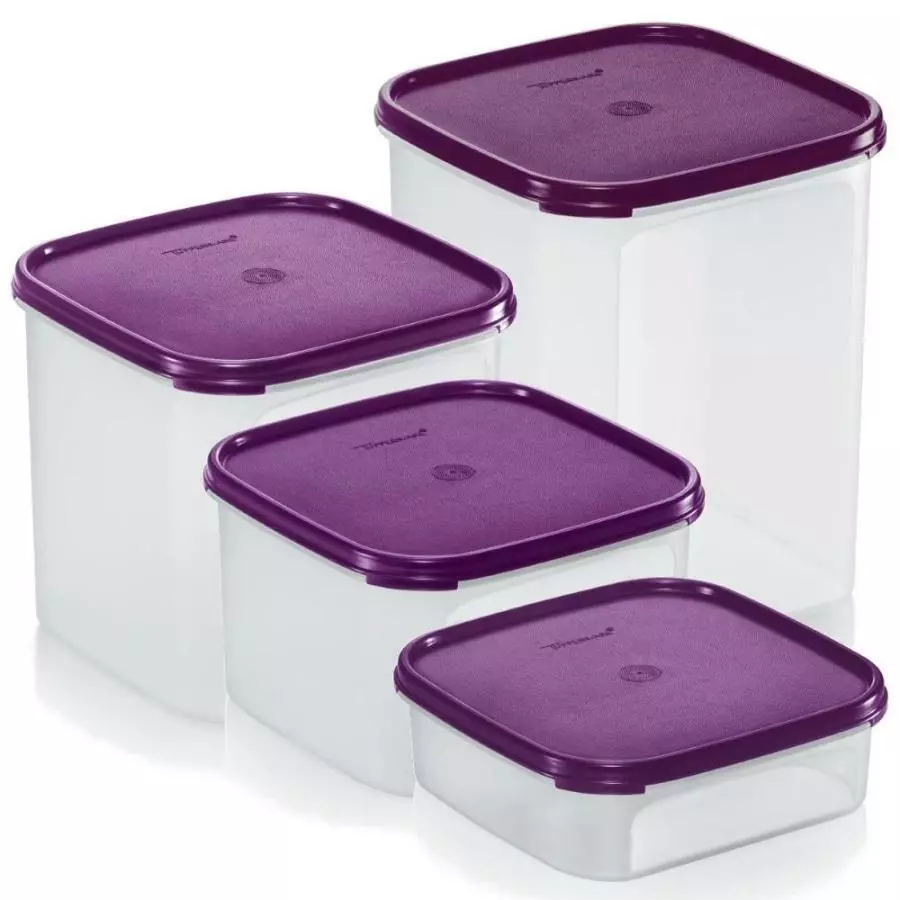  Tupperware Stacking Square Storage Set - Holiday Set -  Dishwasher Safe & BPA Free - (6 Clear Containers + 6 Colored Lids): Home &  Kitchen