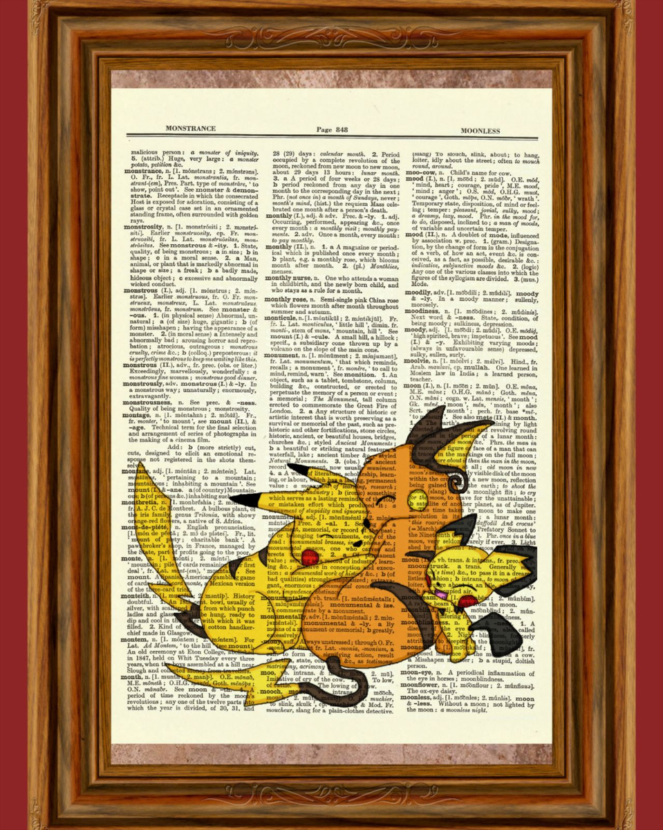 Pokemon Pikachu Raichu Dictionary Art Print Poster Picture Anime