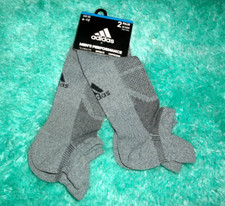 2 pair Mens Gray ADIDAS Climalite COMPRESSION Arch Support NO SHOW SOCKS NWT