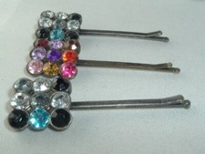 MULTI COLORED BOBBY PINS UP DO HAIR ACCESSORY SET OF 3