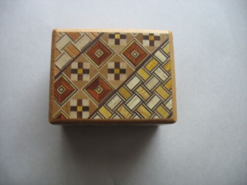 Japanese Yosegi puzzle box secret trick hiding spot Natural Wood inlay no nails - Photo 1 sur 11