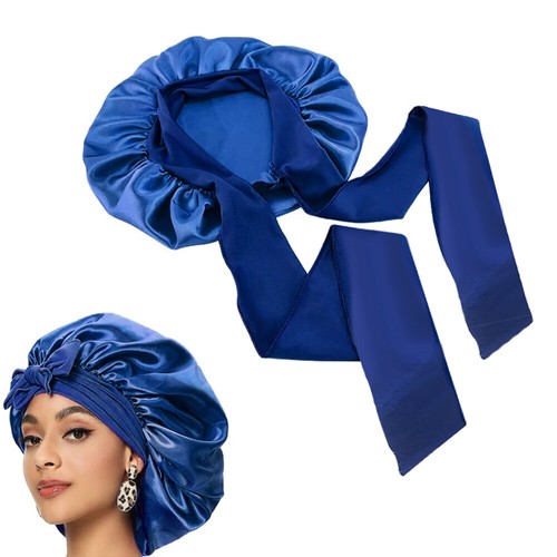 Women Long Hair Care Satin Bonnet Night Sleep Hat Cap Silk feel Head Wrap Turban - Picture 7 of 18
