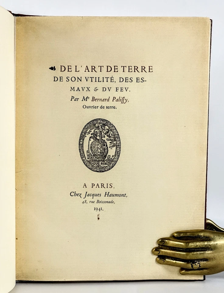 📖 Bernard PALISSY-De l'art de terre & du feu-Reliure d'Art-1941-numéroté - Photo 4/4
