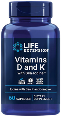VITAMINS D and K with SEA IODINE BONE THYROID ARTERIAL 60 Caps LIFE EXTENSION