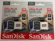 Lot of 2-SanDisk Ultra Plus Card w/ Adapter - 64 GB