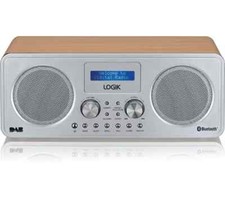 Logik Portable LCD Display DAB+ FM Bluetooth Aux-In Radio Silver/Wood L75DAB20