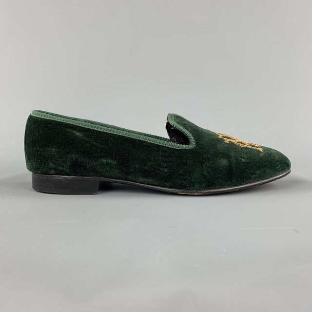 green velvet slippers