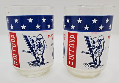 NASA Apollo 11 Man On The Moon July 20 1969 Neil Armstrong USA Set of 2 Glasses